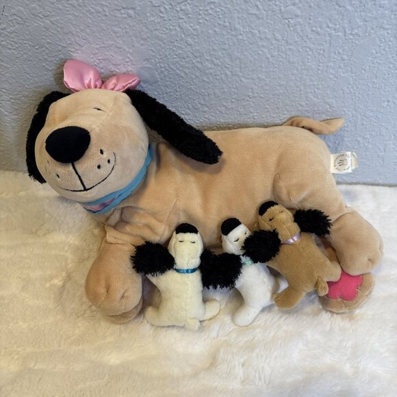 Manhattan Toy Other - Manhattan Toy Nursing Nana Dog Plush Puppy Mom And 3 Babies Mother Laying 2003